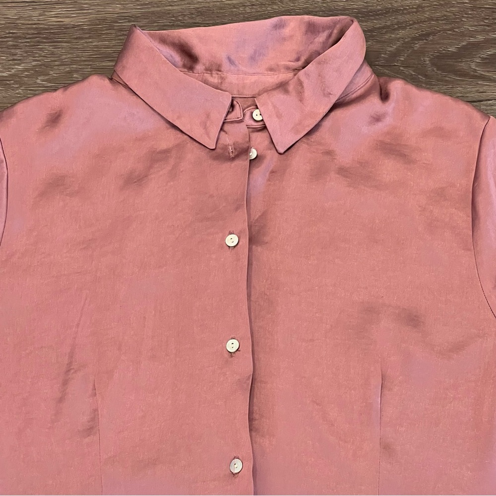 Madewell Mauve Satin Button-Up Blouse - Picture 5 of 9